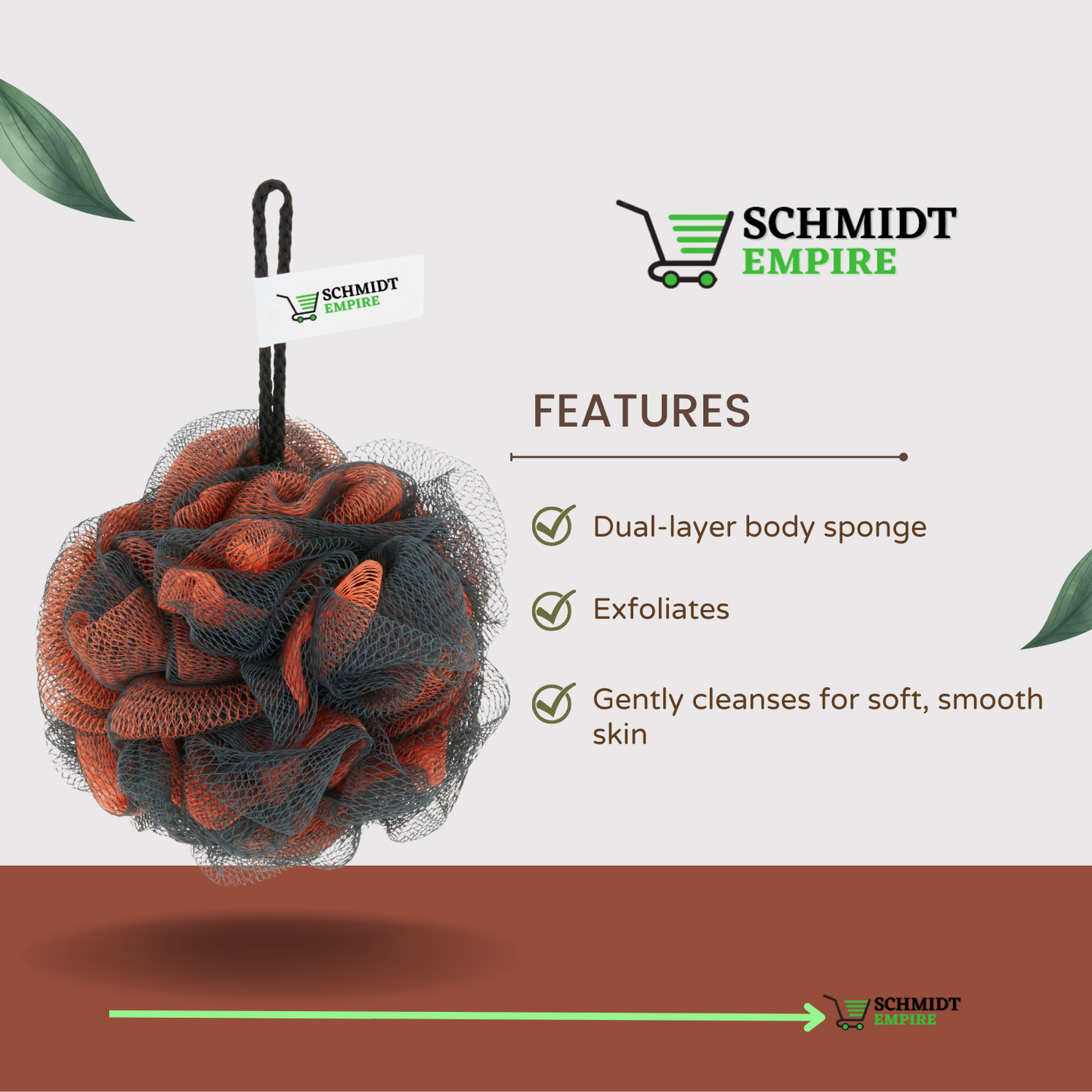 Schmidt Empire Men's Body Sponge for Everyday Use - Sponge Shower Balls, Mesh Loofahs Sponge Exfoliating Body Scrubber Bathroom Accessories (Pack of 1)