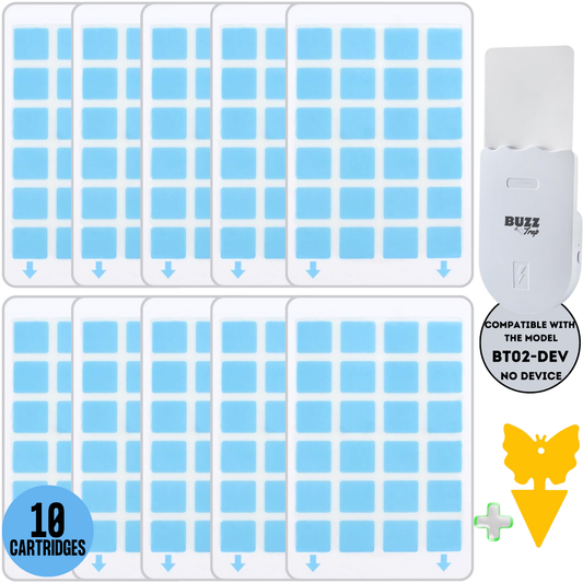 Pack of 10 Refill Cartridge, Gnats, Flying Insect Trap Replacement , Indoor Fruit Fly Traps, Fly Catcher Indoor, fly traps for home, Kit Compatible with BUZZ TRAP for BT02-DEV Plug-in Light